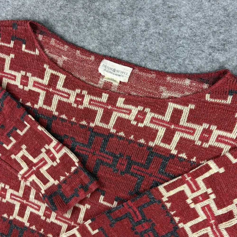 Ralph Lauren Denim & Supply Sweater Cross Southwestern Knit Aztec Large Boho